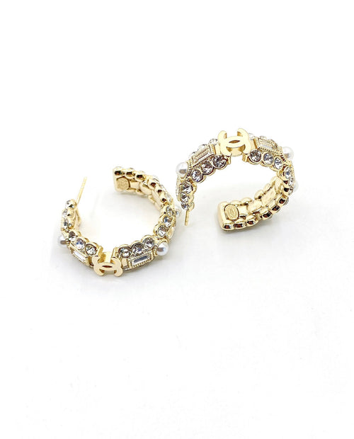 18K  Chanel Crystals Circle Earrings