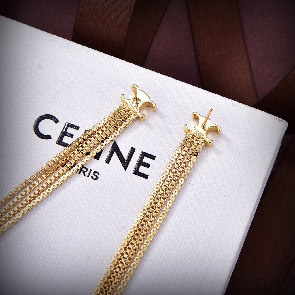 18K Celine Diamonds Long Earrings