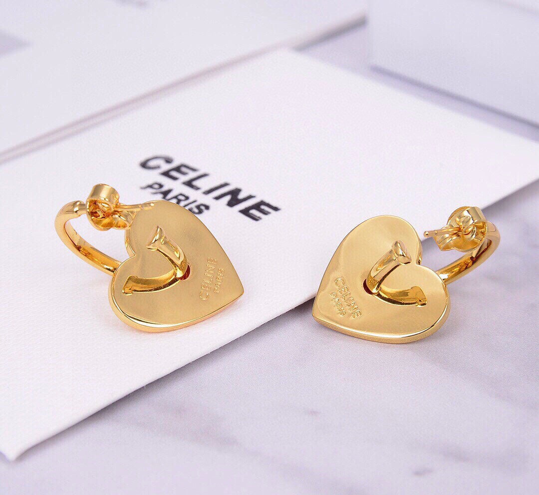 18K Celine Red Heart Earrings