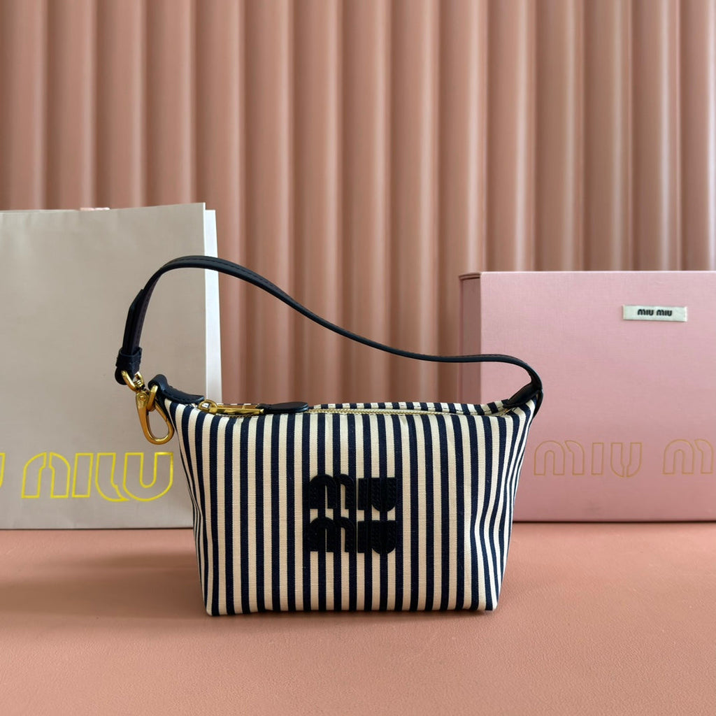 HOBO BAG 25 STRIPED WITH LOGO IN CANVAS